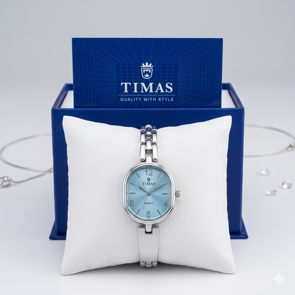 Blue crystal / silver straps with premium golden dial