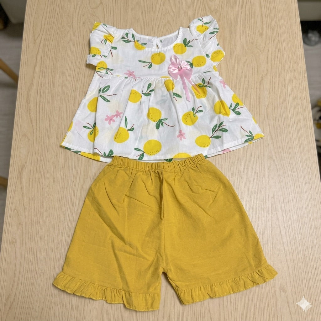 Kids dress bunny mustard
