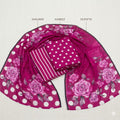 Premium 3-Piece Summer Lawn Unstitched Suit – Elegant Magenta Floral, Polka Dot & Stripe Pattern