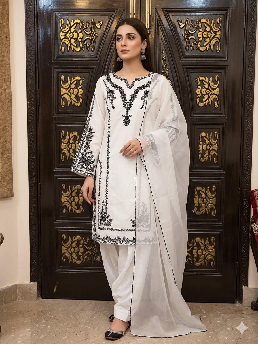 SHE LOVES WHITE SPECIAL BLACK EMBROIDERY