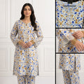Ivory Bloom – Printed Cotton Co-Ord Set with Organza Details