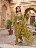 A Midnight Ivory Elegance – Embroidered Lawn Suit In Golden Yellow