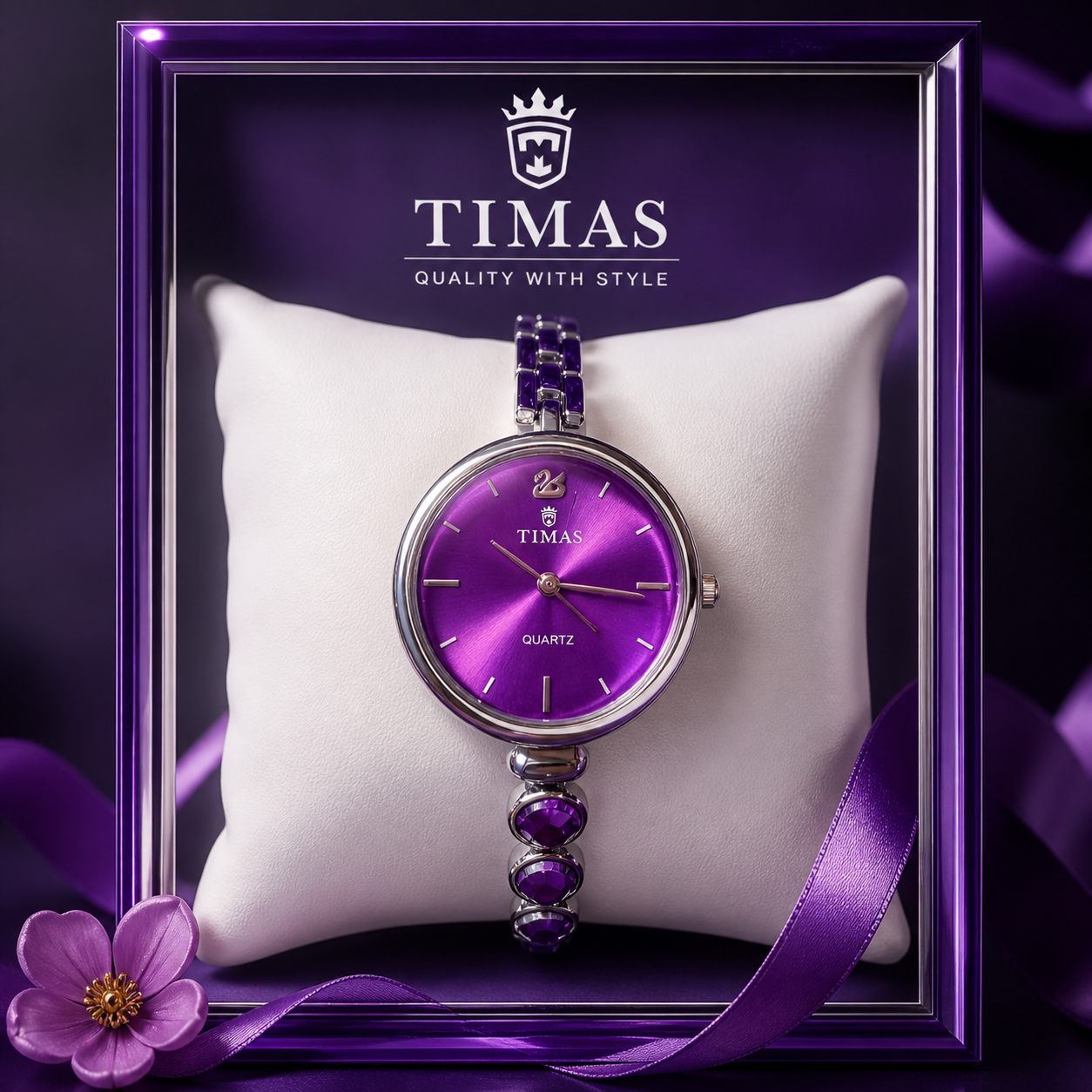 Purple emerlad watch for ladies