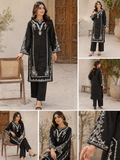 A Midnight Ivory Elegance – Embroidered Lawn Suit in Black