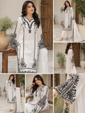 A Midnight Ivory Elegance – Embroidered Lawn Suit